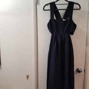 New David & Dani cut out sleeveless Navy dress light crepe polyester Size M